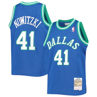 youth mitchell and ness dirk nowitzki blue dallas mavericks-480